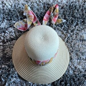 TIRABASSO Sun Hat With Floral Ribbon